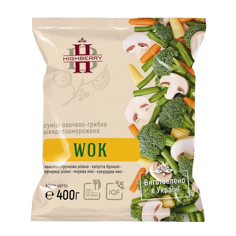 Суміш овочево-грибна швидкозаморожена Wok Highberry м/у 400г