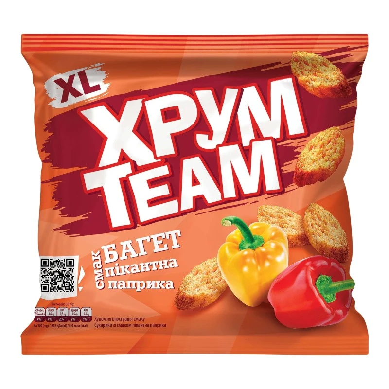Сухарики Пікантна паприка Багет м/у  ХрумTeam, 100 г