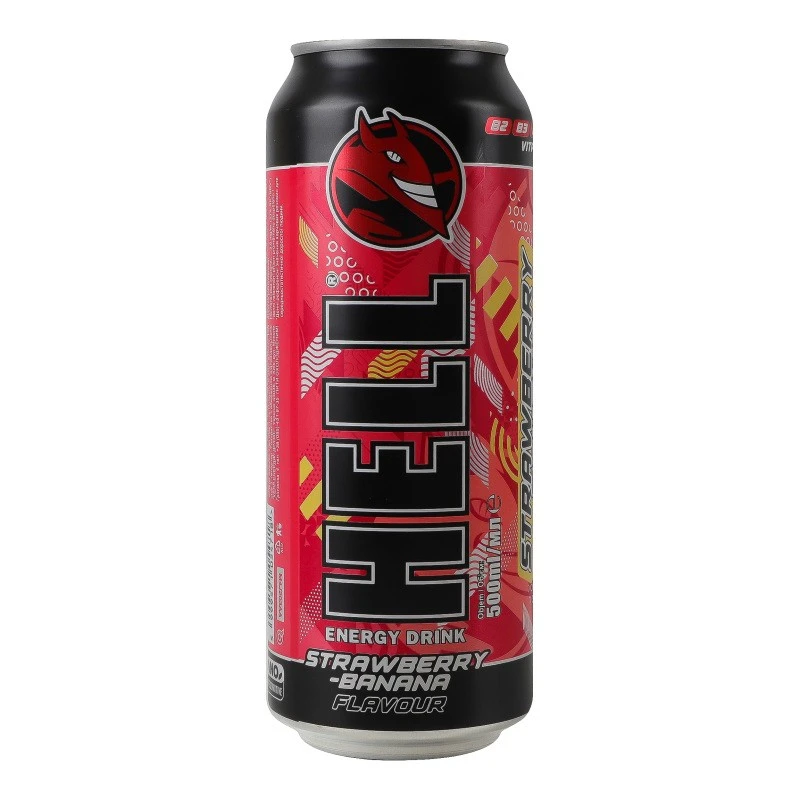 Напій енергетичний б/а середньогазований ж/б Strawberry Banana Hell, 0.5 л
