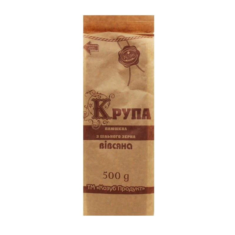 Крупа вівсяна плющена із цільного зерна Козуб, 500 г