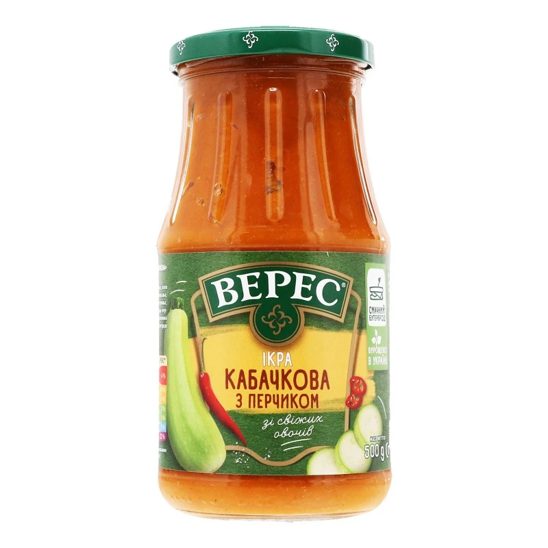 Консервована кабачкова ікра з перчиком Верес, 500 г