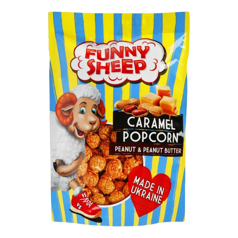 Попкорн у карамелі з арахісом Funny Sheep, 90 г