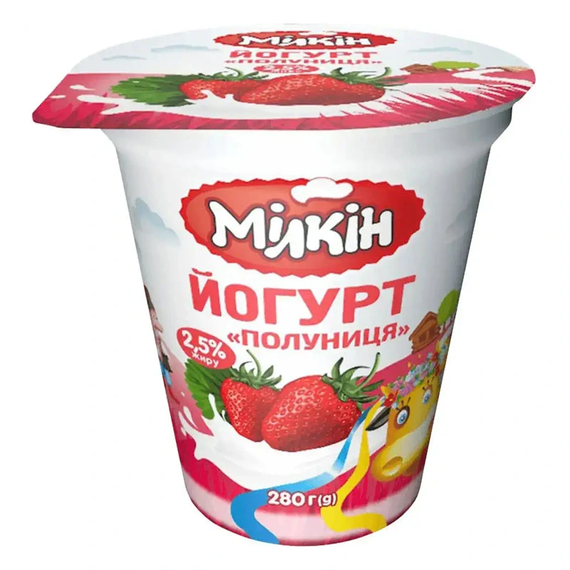 Йогурт 2.5% зі смаком полуниці Milkin, 280г