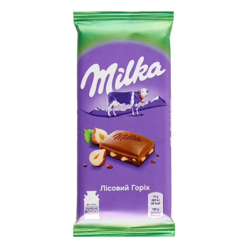 Шоколад молочний з лісовим горіхом Мілка, 90 г