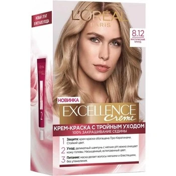 Фарба для волосся 8.12 Містичний блонд Excellence Cool Creme L&#039;Oreal Paris, 1 шт