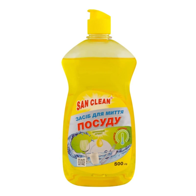 Засіб для миття посуду цитрусовий аромат San Clean, 500 мл