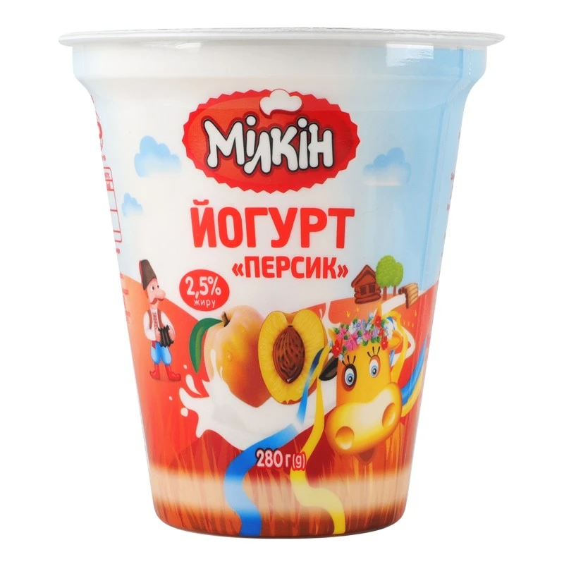 Йогурт 2.5% зі смаком персика Milkin, ст 280г