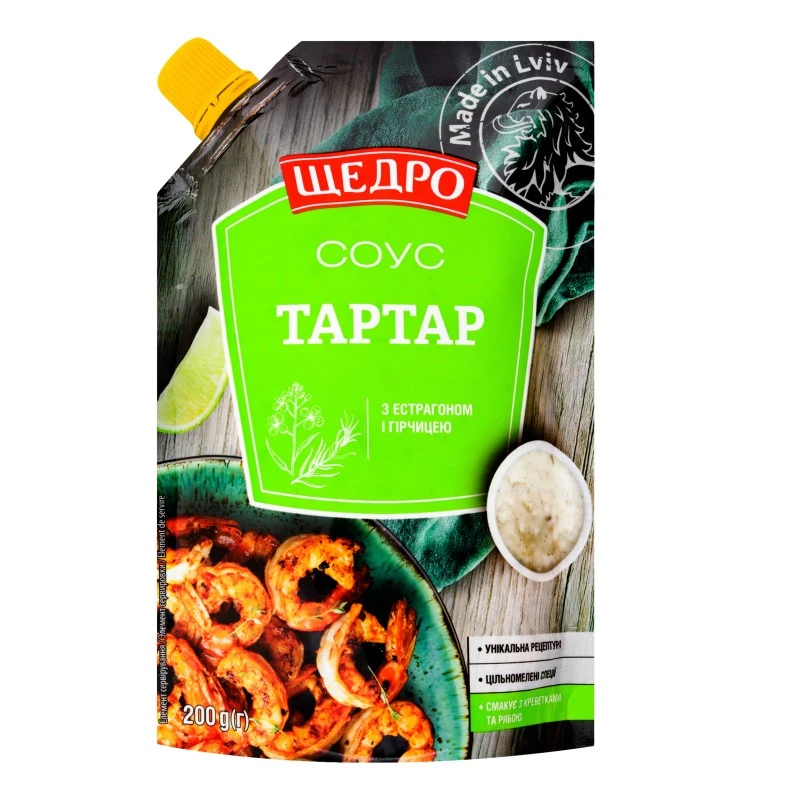 Соус майонезний 30% з естрагоном та гірчицею Тартар Щедро, 200 г