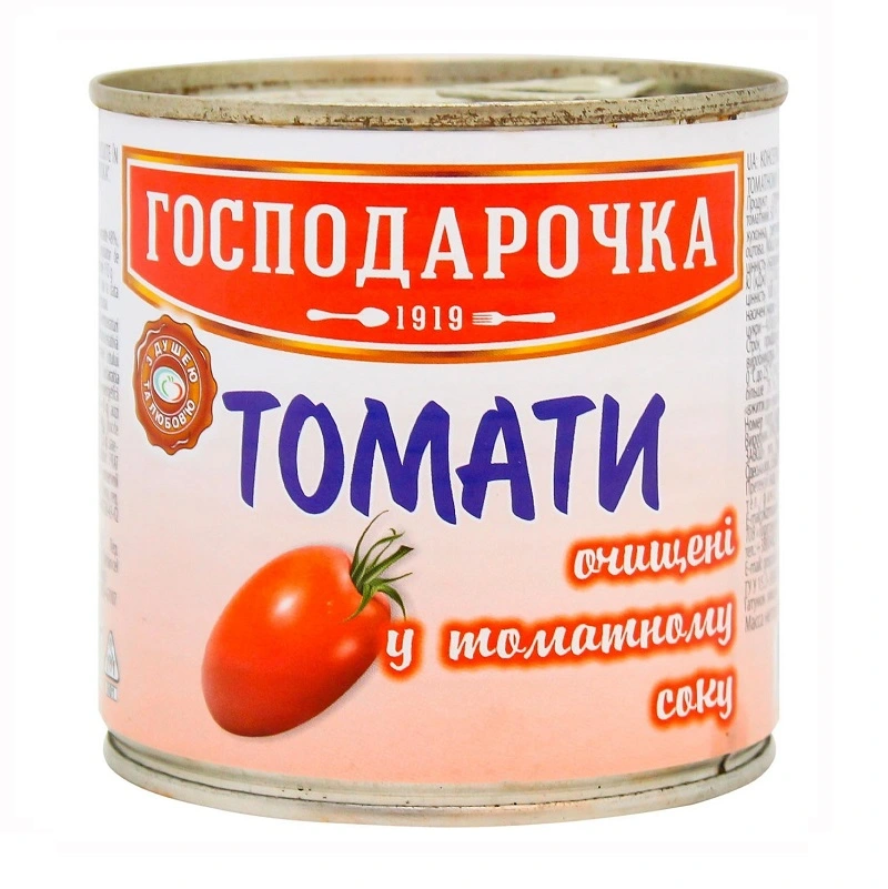 Томати очищені у томатному соку Господарочка, 390 г