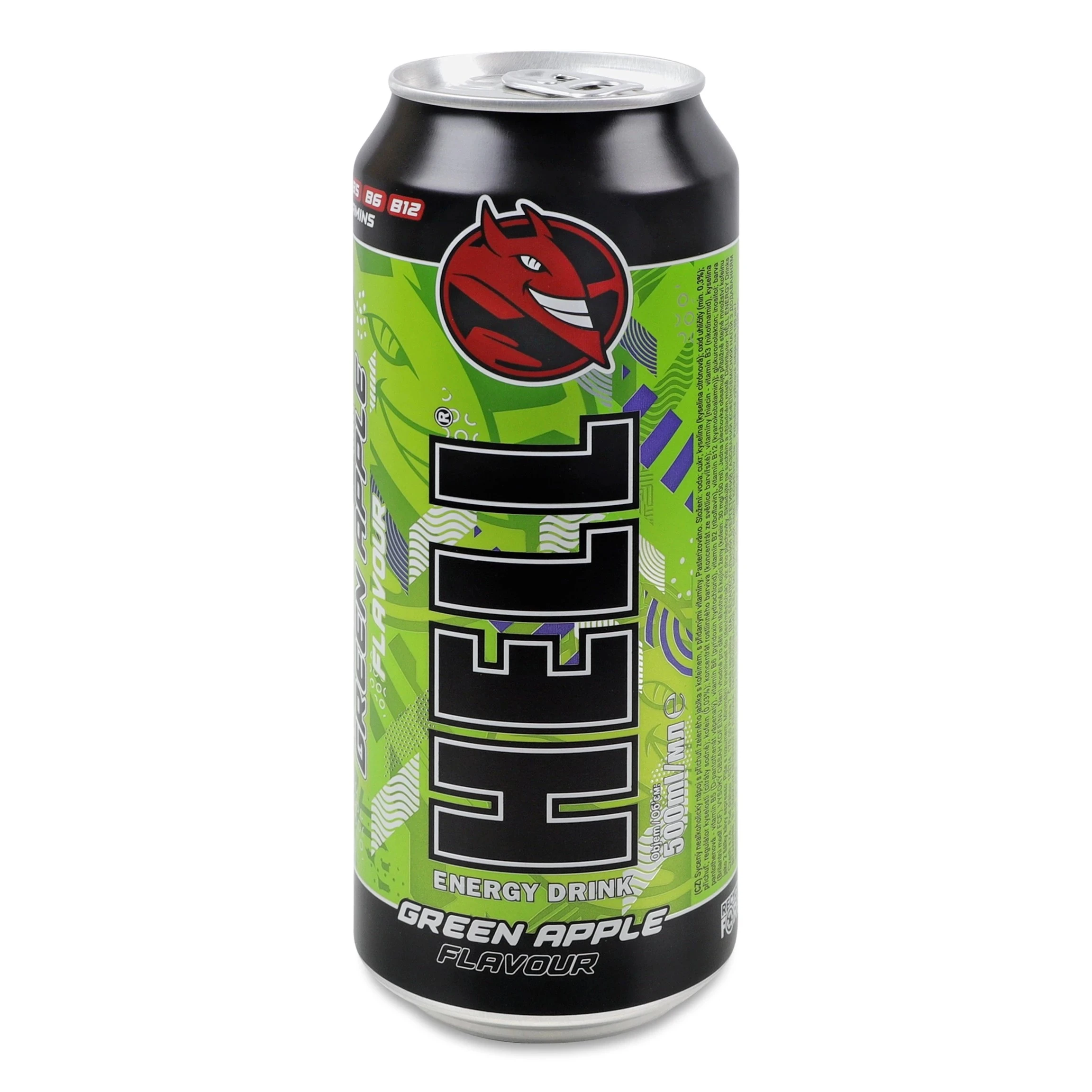 Напій енергетичний б/а середньогазований ж/б Green Apple Hell, 0.5 л