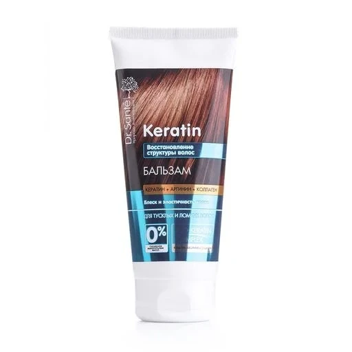 Бальзам для волосся Еластичність та блиск Keratin Dr.Sante, 200 мл
