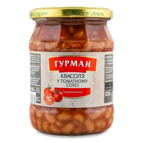 Консервована квасоля в томатному соусі Гурман, 470 г