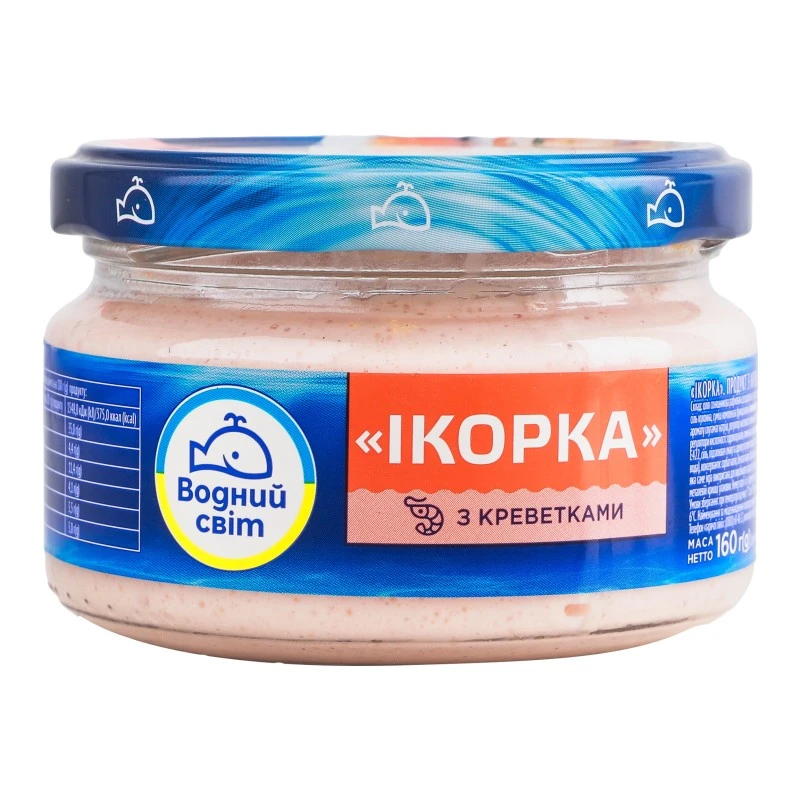 Продукт з ікрою океанічної риби та креветками Ікорка Водний світ, 160 г