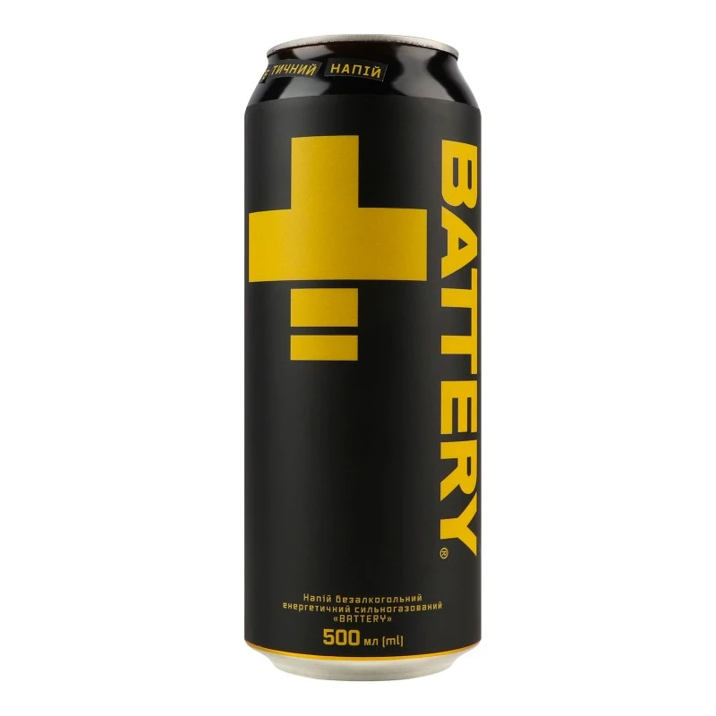 Напій енергетичний б/а сильногазований ж/б Battery, 0.5 л