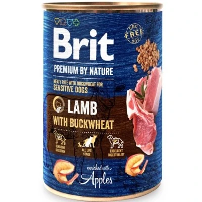 Корм для собак курка з ягнятком та гречкою Premium by Nature ж/б Brit, 400 г