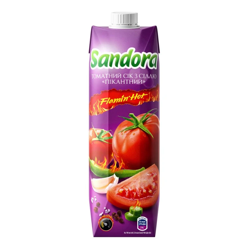 Сік Томатний із сіллю пікантний Sandora, 0.95 л