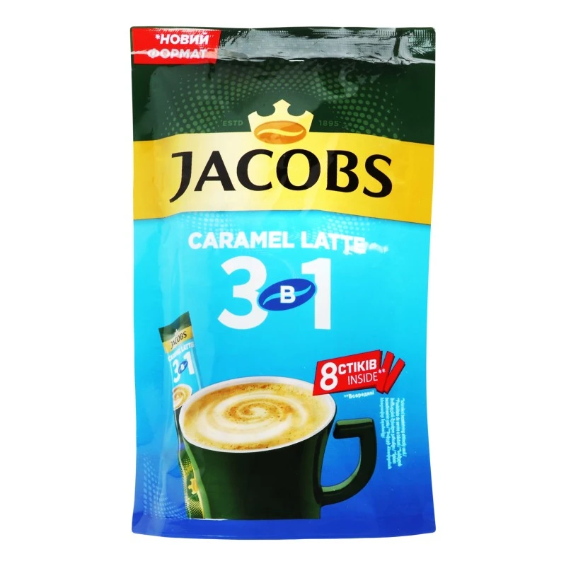 Напій кавовий розчинний 3в1 Caramel Latte Jacobs, 8*12.3 г