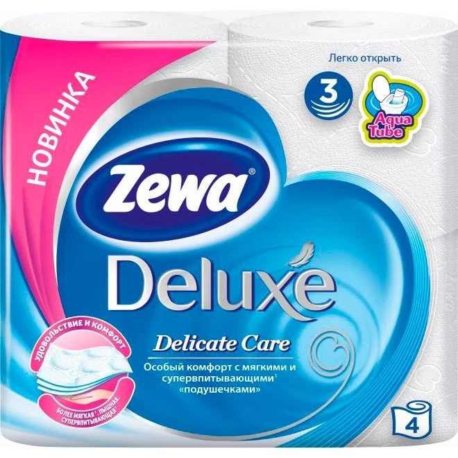 Туалетний папір 3-х шаровий Deluxe Zewa, 4 шт/уп.