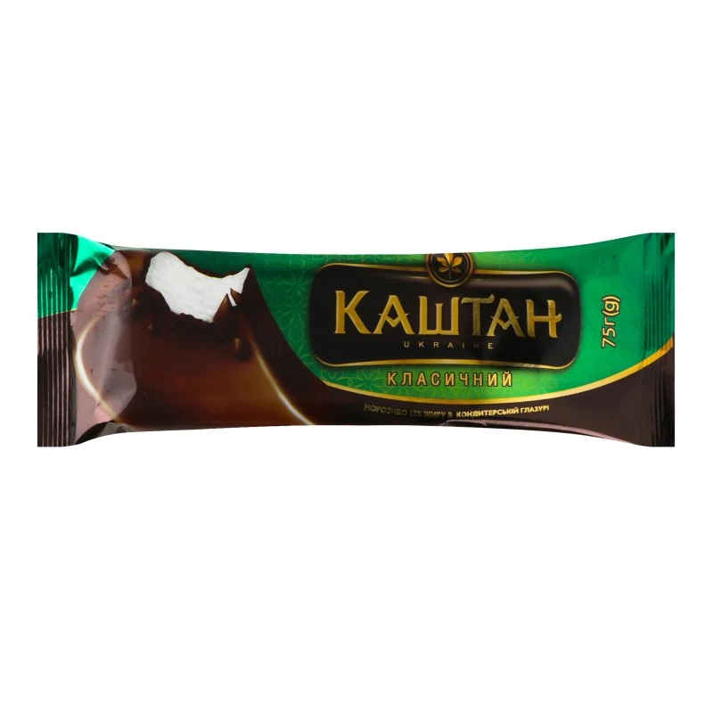 Морозиво пломбір в кондитерській глазурі Класичний Каштан, 75 г
