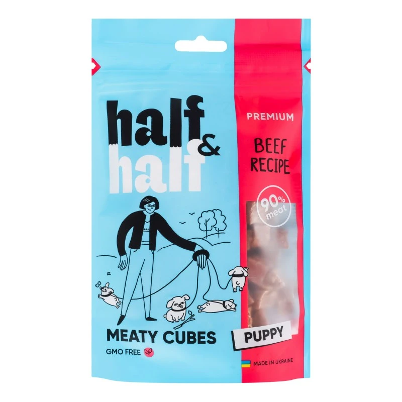 Ласощі для цуценят з яловичиною Meaty cubes Premium Half&amp;Half д/п 100г