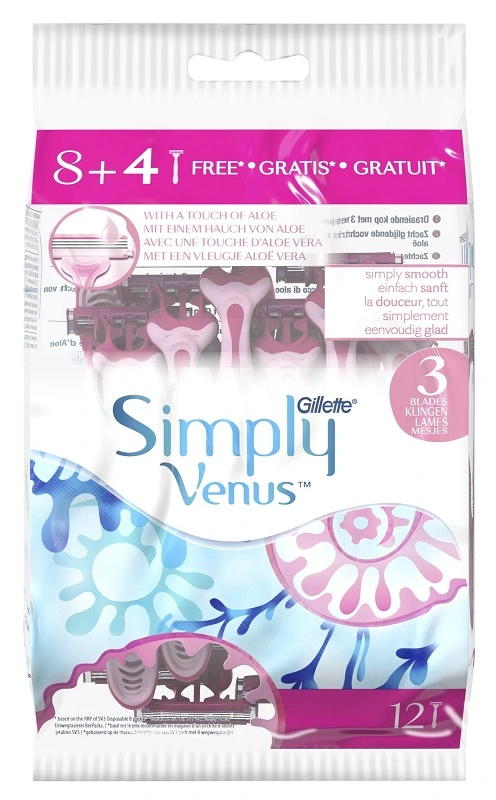 Станок для гоління одноразовий Simply Venus 3 Gillette, 12 шт
