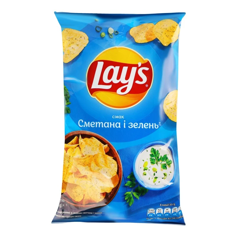 Чіпси зі смаком сметани та зелені Lay&#039;s, 120 г