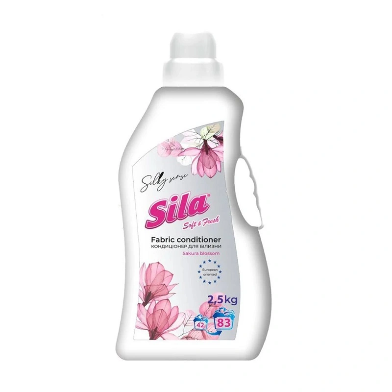 Кондиціонер-ополіскувач для тканин Silky sense в полімерній пляшці Sila, 2.4 л