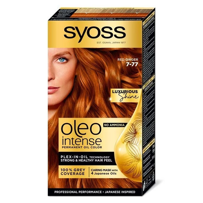 Фарба для волосся без аміаку Oleo Intense 7-77 Яскравий Мідний Syoss, 115 мл