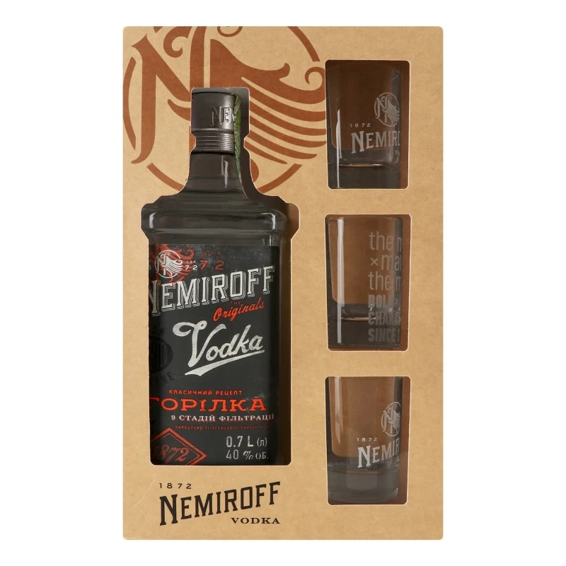 Набір Горілка Особлива Originals, 0.7 л +3 чарки Nemiroff, 1 шт