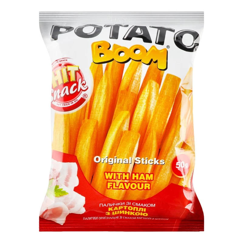 Кукурудзяні палички зі смаком картоплі з шинкою Potato Boom, 50 г