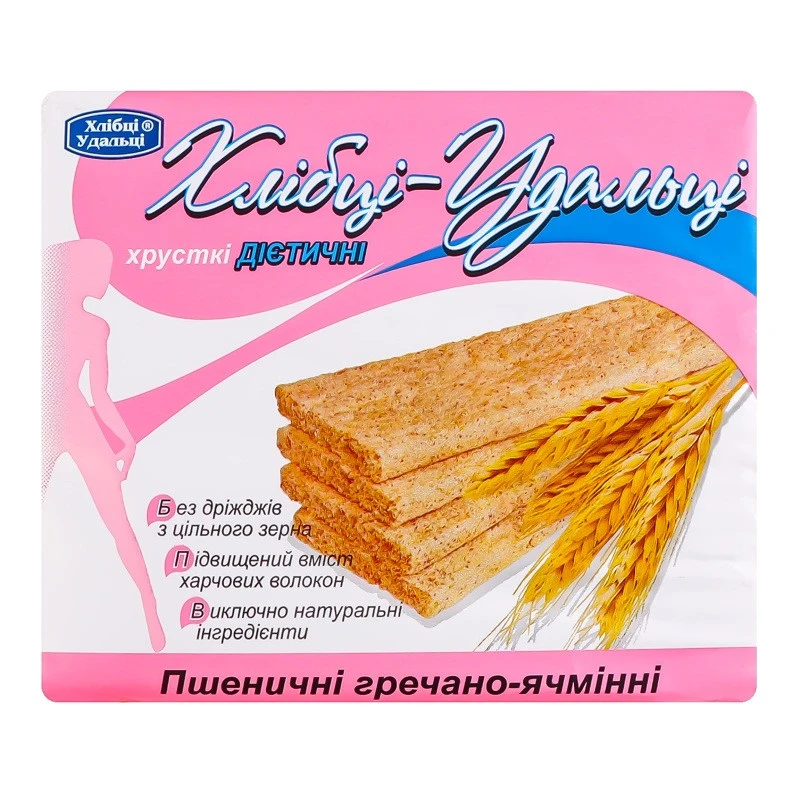 Хлібці пшеничні гречано-ячмінні Удальці, 100 г
