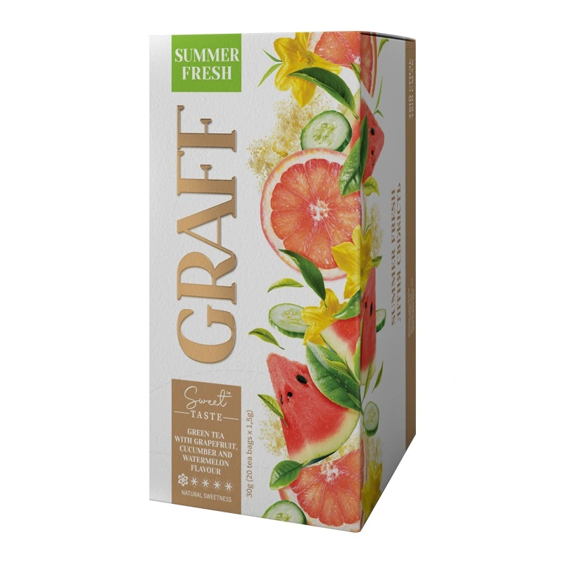 Чай зелений з ароматом грейфрута, огірка та кавуна &quot;Літня свіжість&quot; Graff у пак, 30г (20*1.5г)