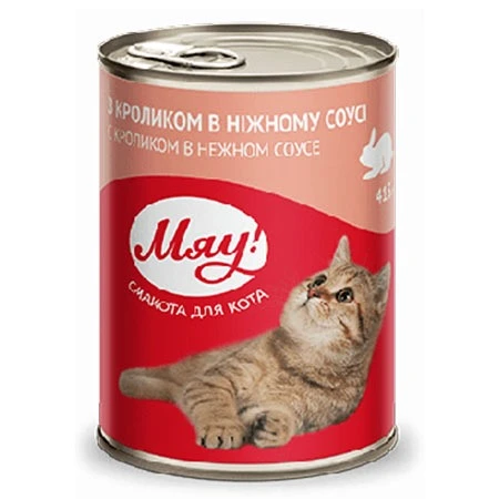 Корм для котів з кроликом ж/б Мяу, 415 г