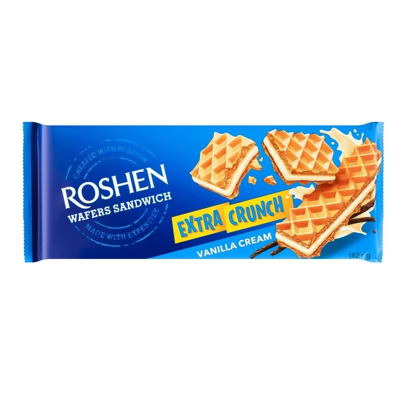 Вафлі Vanilla Cream Extra Crunch Wafers Sandwich Roshen, 142 г
