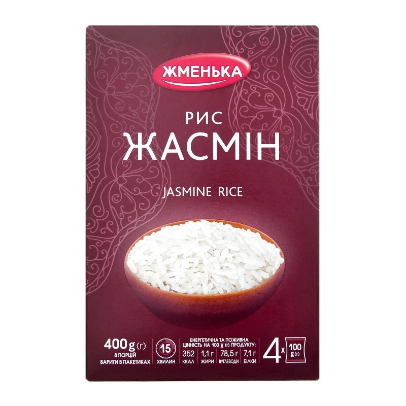 Рис шліфований довгозернистий ароматний жасмин Жменька, 400 г