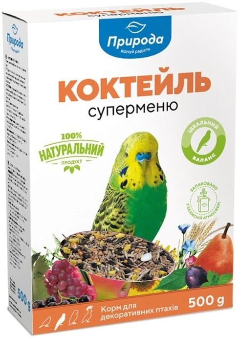 Корм для хвилястих папуг Коктейль Суперменю Природа, 500 г