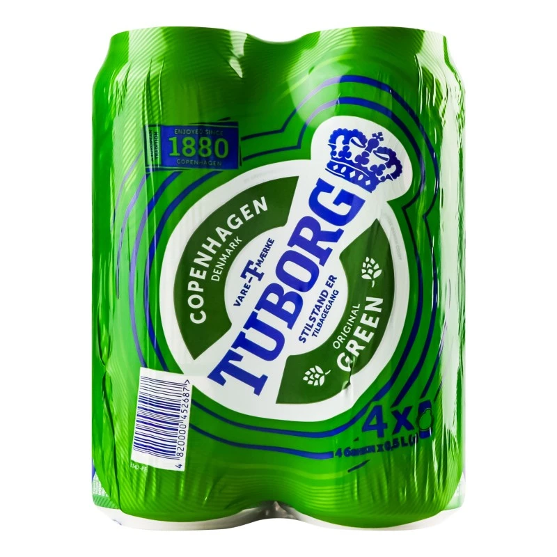 Пиво світле ж/б Green Tuborg, 4*0.5 л