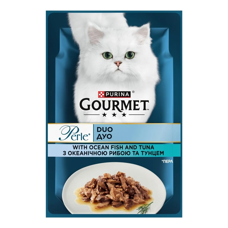 Корм для котів C океанічною рибою та тунцем Perle Duo Gourmet, 85 г