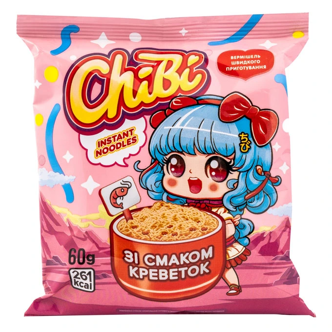 Вермішель швидкого приготування зі смаком креветок ChiBi, 60 г
