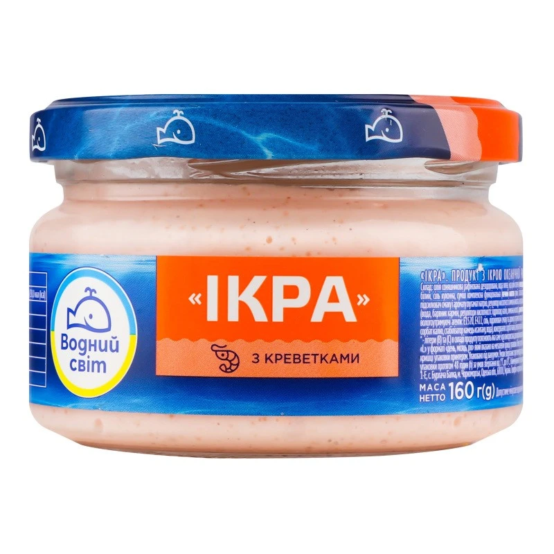 Продукт з ікрою океанічної риби та креветками Ікра Водний світ, 160 г