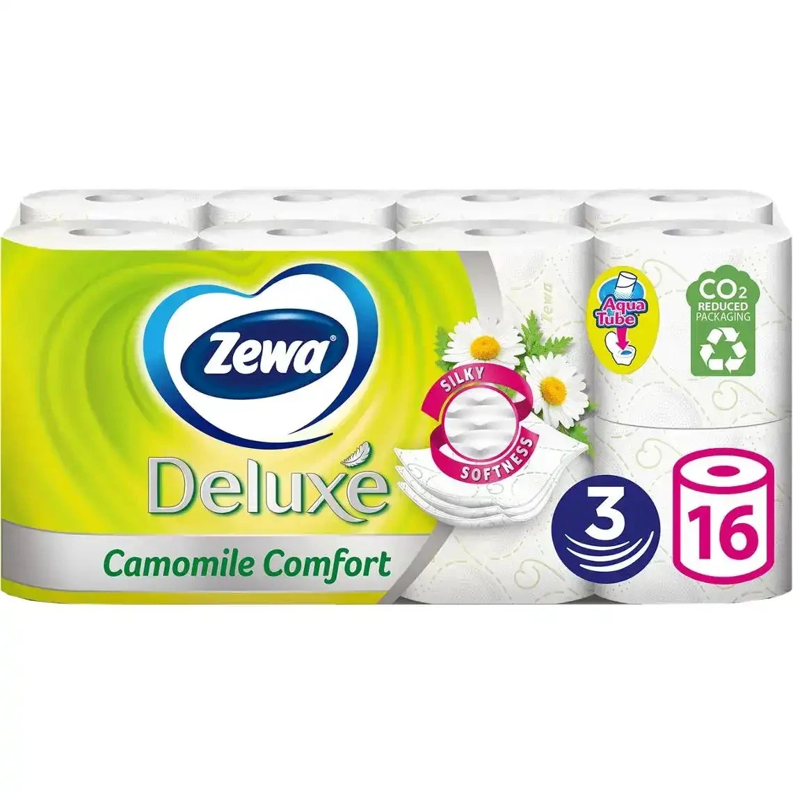 Туалетний папір аромат ромашка тришарова Zewa Deluxe, 16 рулонів