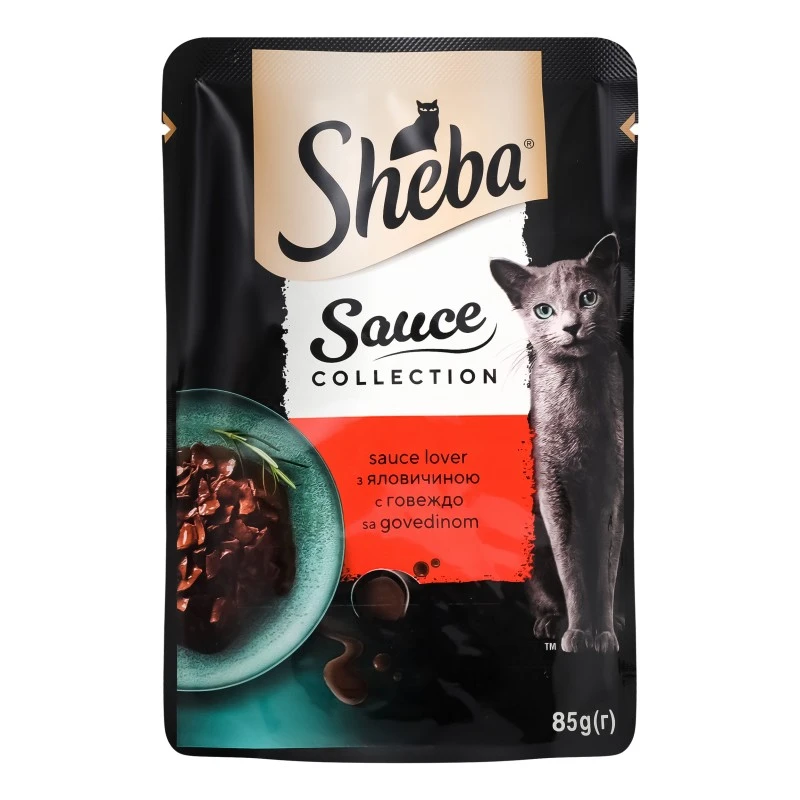 Корм консервований для дорослих котів З яловичиною Sauce Collection Sheba д/п 85г