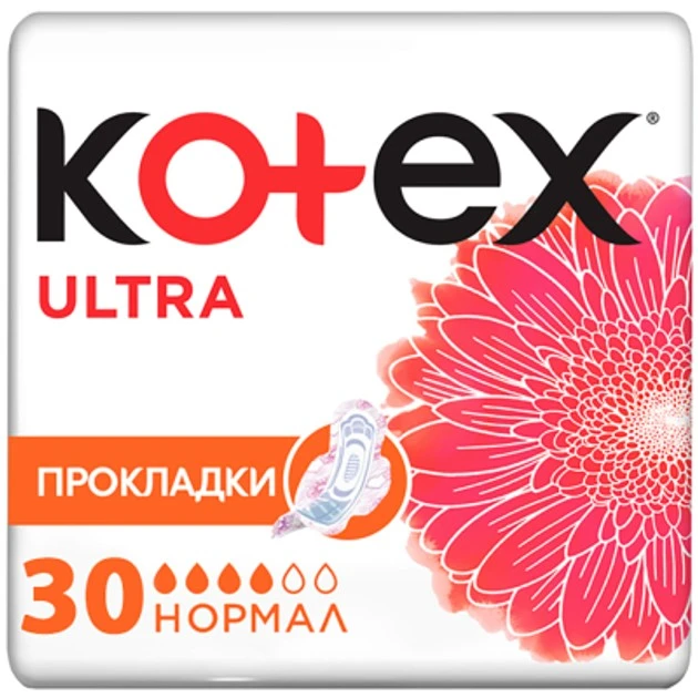 Прокладки гігієнічні Ultra Normal Quadro Kotex, 30 шт/уп.