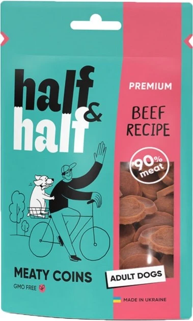 Ласощі для дорослих собак з яловичиною Meaty coins Premium Half&amp;Half д/п 100г