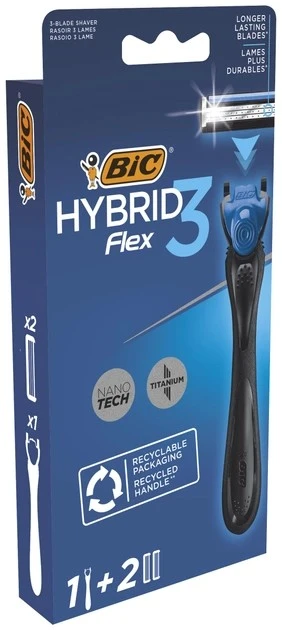 Станок для гоління чоловічий з 2 змінними картриджами Flex 3 Hybrid Bic