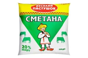 Сметана 20% Веселий Пастушок, 350 г
