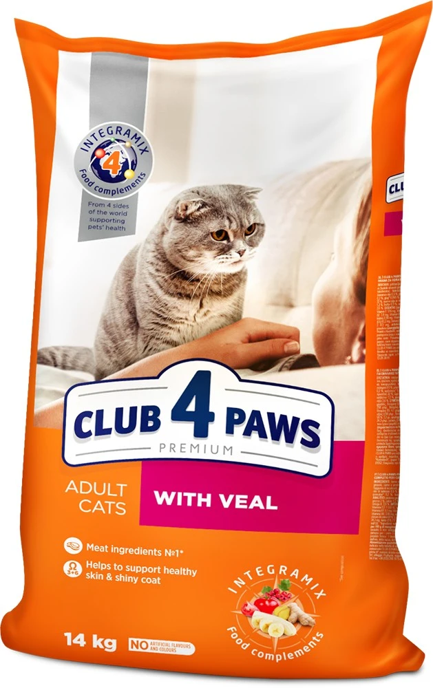 Корм сухий для котів з телятиною Premium Club 4 Paws