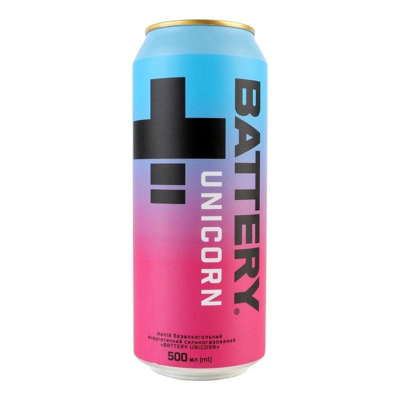 Напій енергетичний б/а сильногазований ж/б Unicorn Battery, 0.5 л