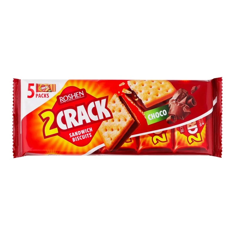 Печиво-сендвіч 2 Crack з начинкою какао-горіх ККФ Roshen, 190г