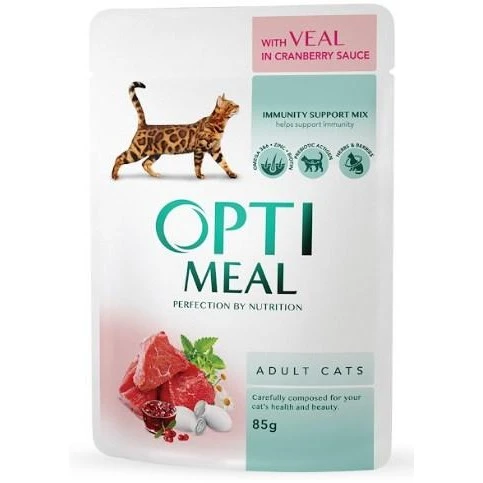 Корм для котів з телятиною в журавлиному соусі Optimeal, 85 г